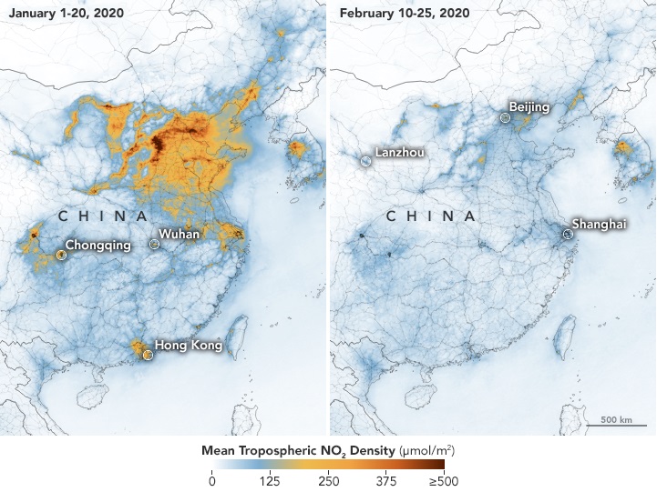 NASA confirma descenso de la polución en China por impacto del coronavirus