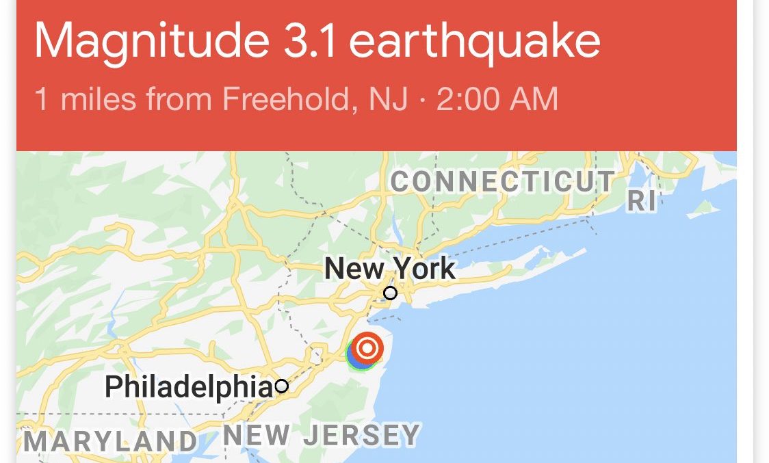 Nueva Jersey despertó bruscamente con sismo de sismo de 3,1