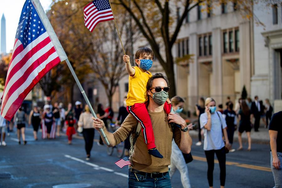 Simpatizantes de Biden celebran en Washington