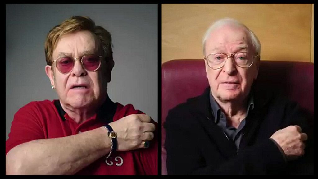 Elton John y Michael Caine llaman con humor a los británicos a vacunarse