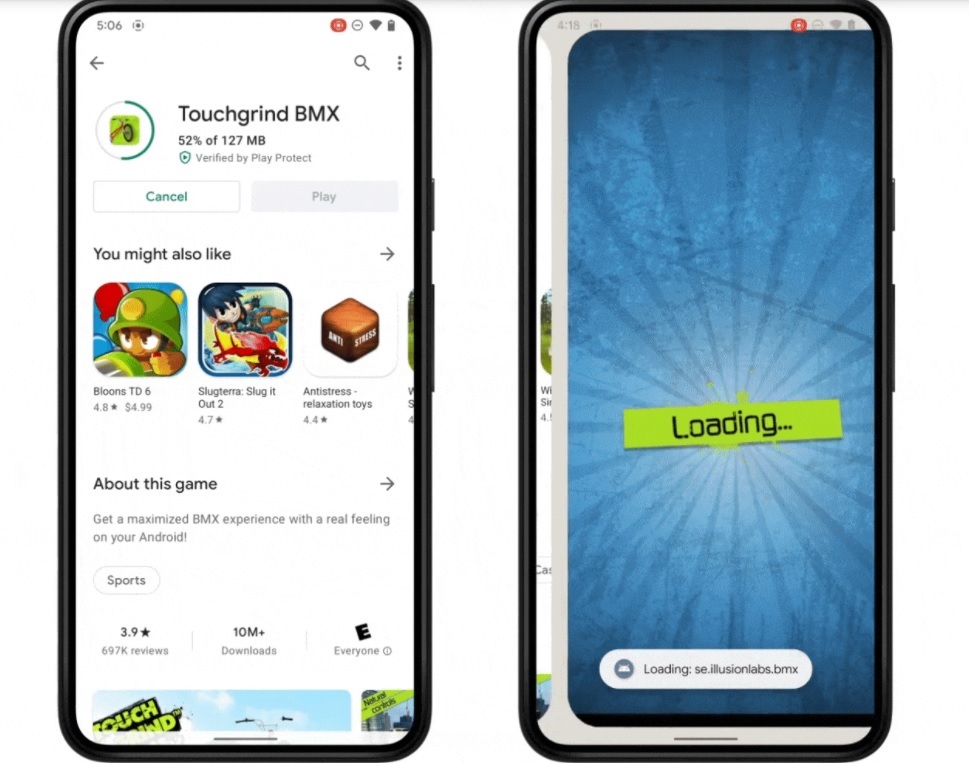Android 12 permitirá jugar mientras se descarga en segundo plano un juego de Google Play