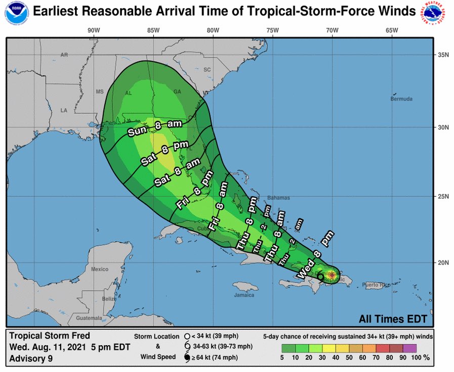 La tormenta tropical Fred se debilita a su paso por la República Dominicana