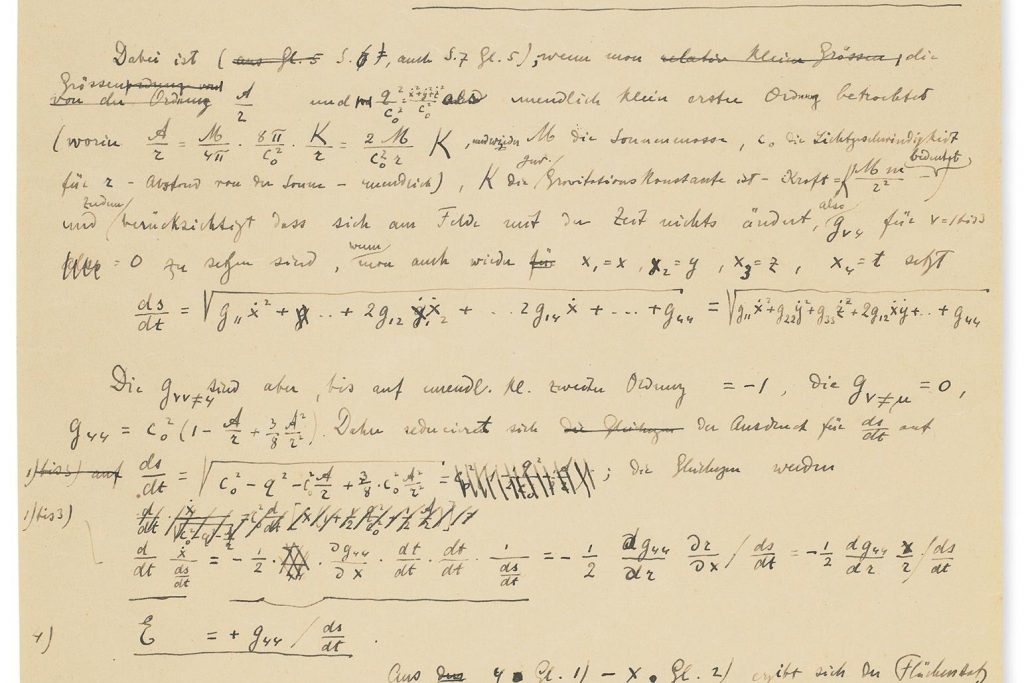 Subastan documento manuscrito de Einstein sobre la teoría de la relatividad
