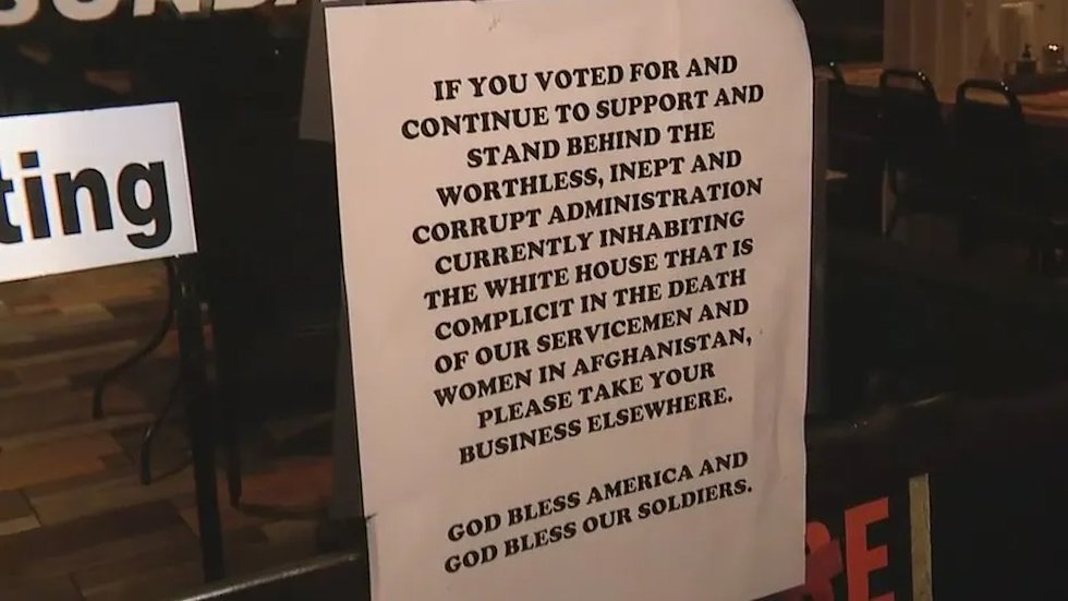 Prohíben a seguidores de Biden en restaurante de Florida