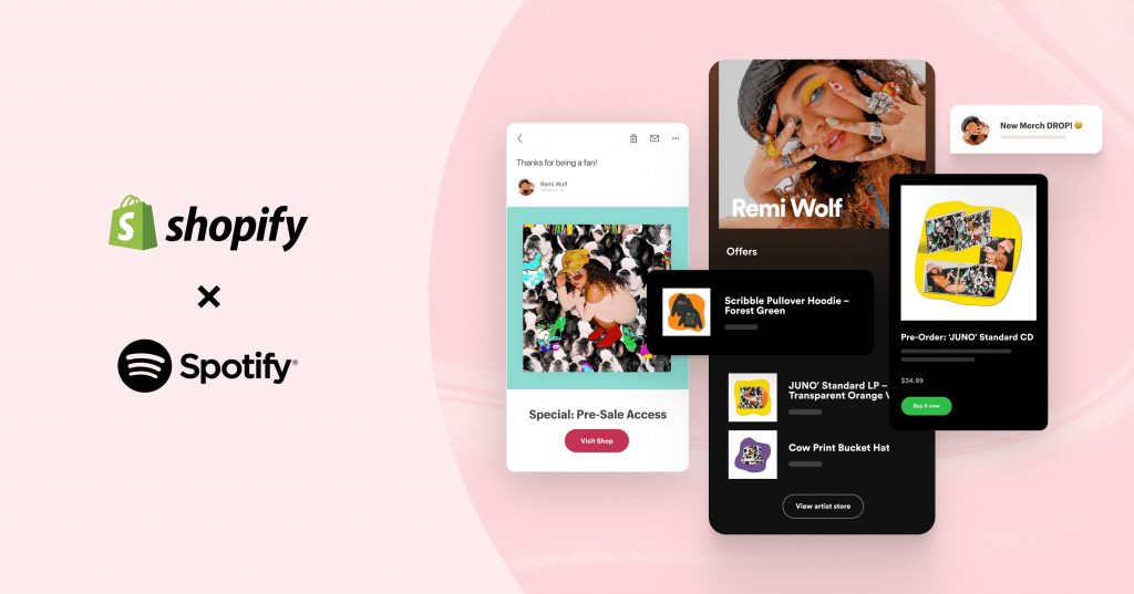 Shopify anuncia un nuevo canal de Spotify para que los artistas acerquen sus productos a los fans