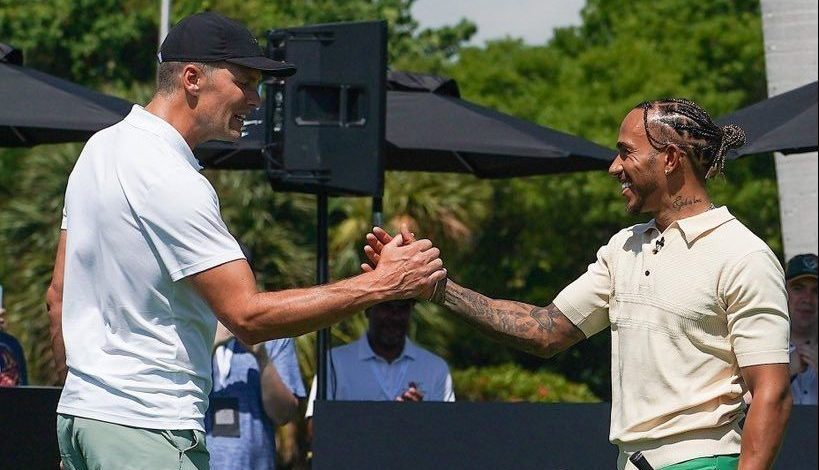 En vísperas del GP de Miami, Hamilton y Tom Brady juegan al golf
