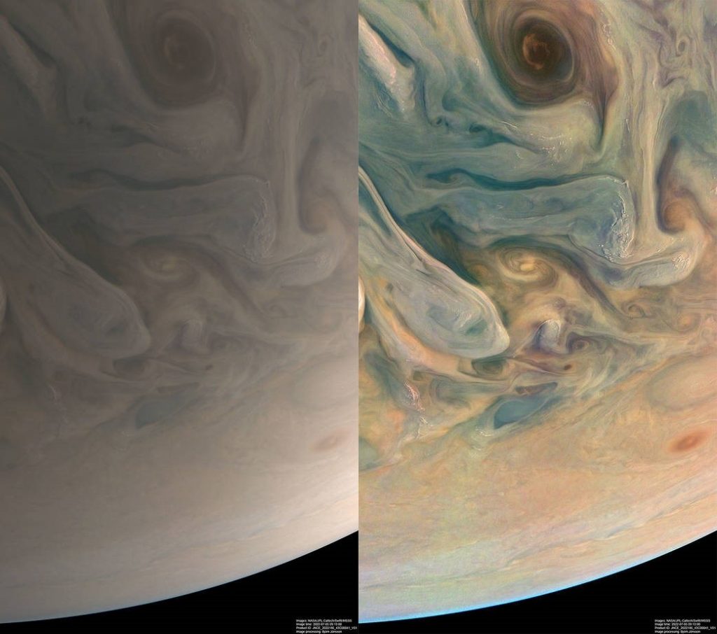 Misión Juno de la NASA reveló los colores "complejos" de Júpiter