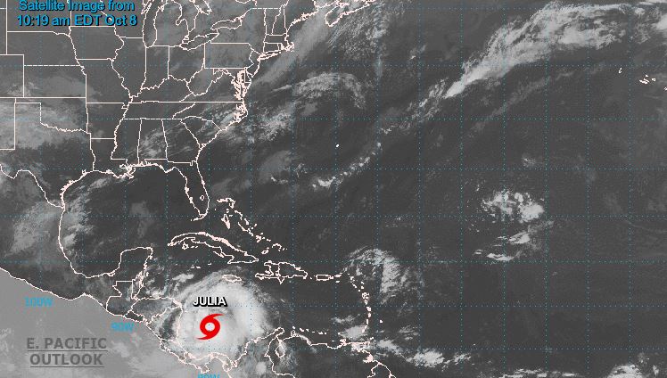 Julia se fortalece antes de llegar a San Andrés y Providencia