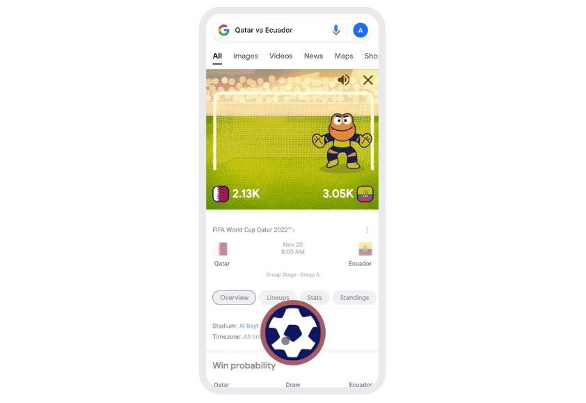 A propósito del Mundial de Qatar, Google creó un juego para hacer lanzamientos de penaltis