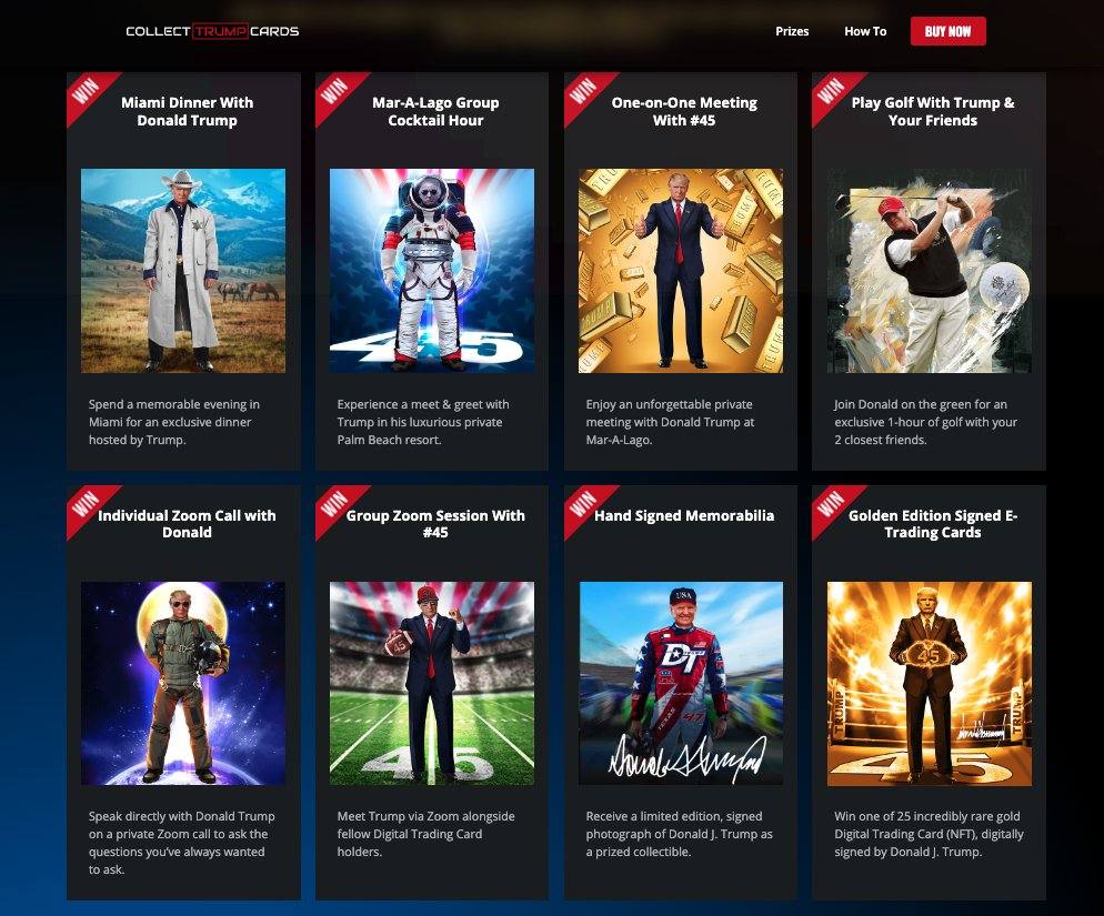 Donald Trump pone a la venta una colección de cromos digitales para recaudar fondos