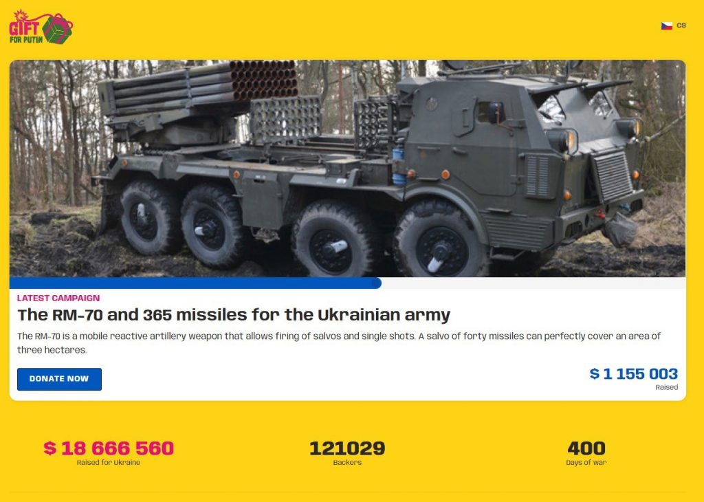 Una iniciativa checa recauda 18 millones para comprar armas para Ucrania