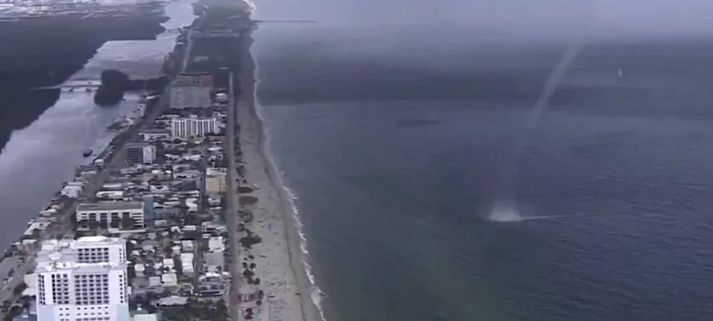 (+Videos) Tromba marina genera caos en Hollywood Beach