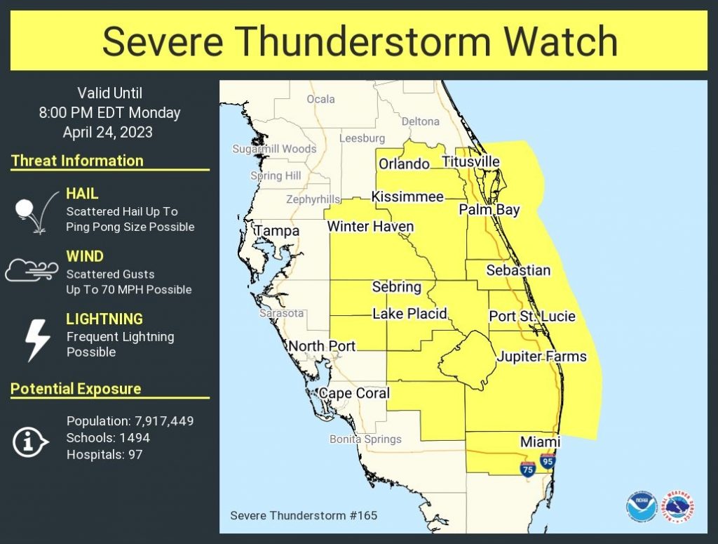 Emiten alerta de tormenta severa para área central de Florida