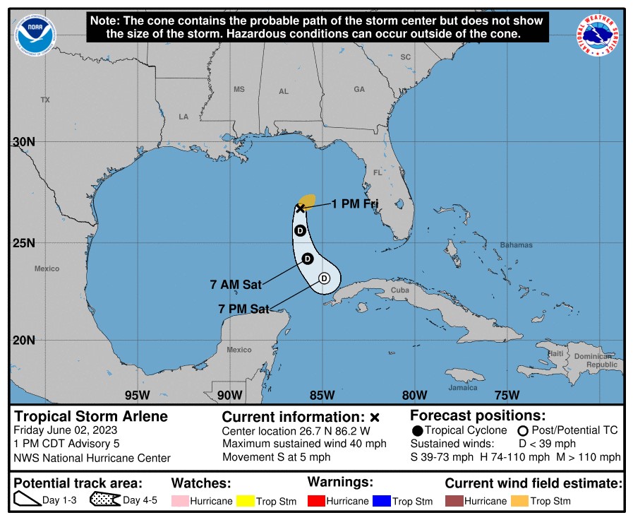 Se formó en el golfo de México Arlene, la primera tormenta tropical de la temporada