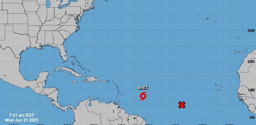 Tormenta tropical Bret se fortalece