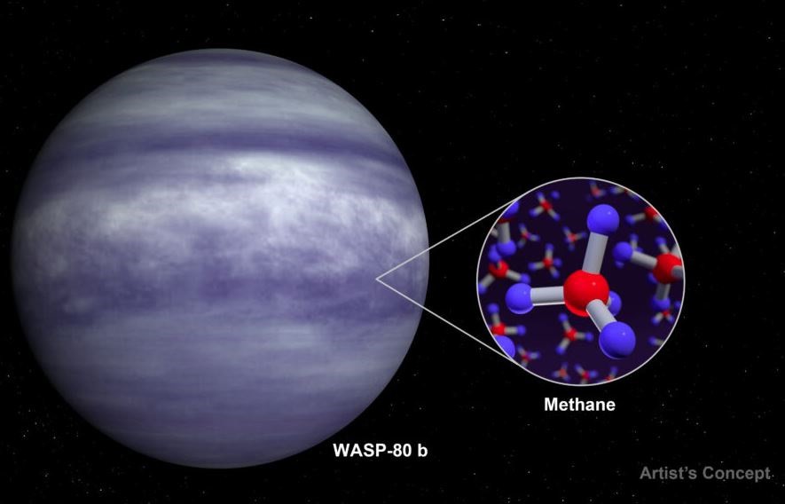 Webb identificó presencia de metano en la atmósfera de un exoplaneta