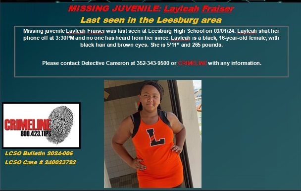 Buscan a menor de 16 años desaparecida en Leesburg