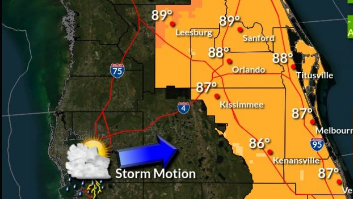 Fuertes lluvias y tormenta eléctrica para Orlando este miércoles