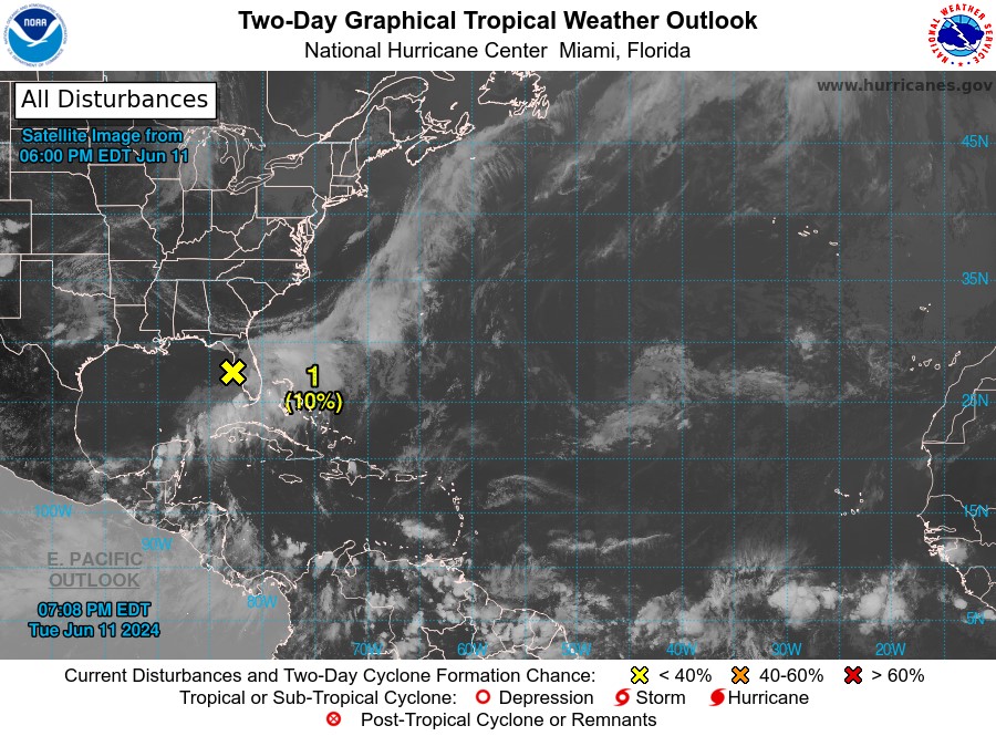 Centro Nacional de Huracanes monitorea una depresión tropical cerca de Florida