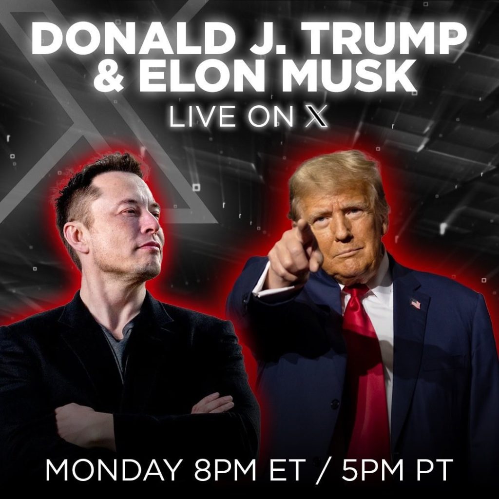 Trump regresa a X y anuncia una entrevista en vivo con Elon Musk