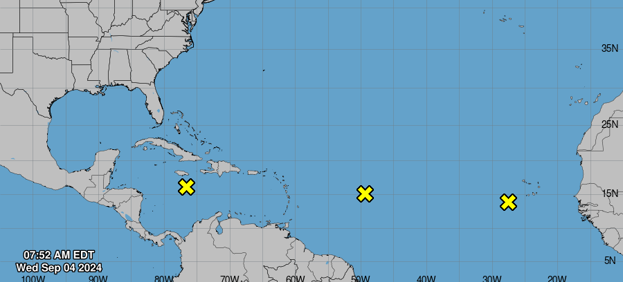 NHC vigila 3 ondas tropicales en el Atlántico norte, mar Caribe y golfo de México