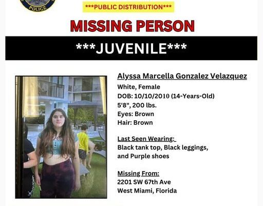 Policía busca a joven de 14 años desaparecida en West Miami
