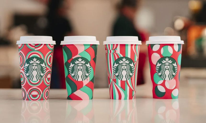 Starbucks lanza colección de vasos navideños