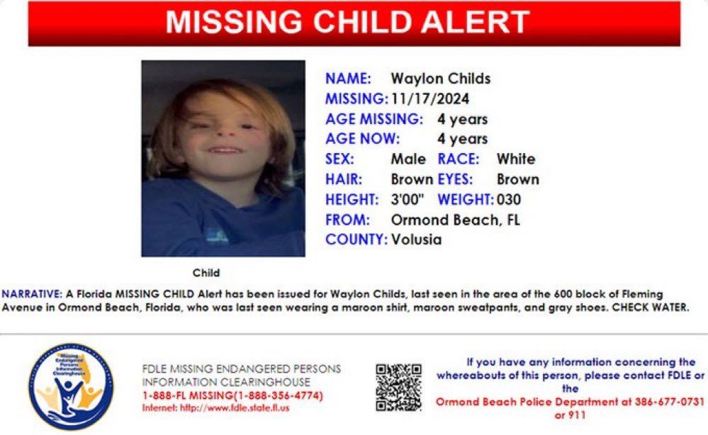 Hallan el cuerpo del niño autista de 4 años desaparecido en Ormond Beach