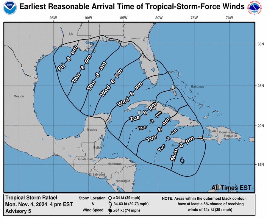 Se forma la tormenta tropical Rafael en el Caribe