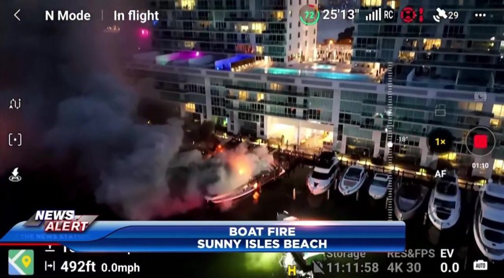 (+Videos) 6 embarcaciones afectadas por incendio en Sunny Isles Beach